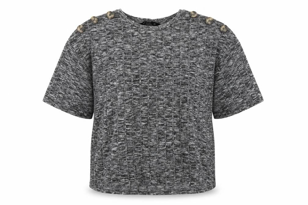 Front view of F&F women’s grey round neck viscose jumper, size UK 10