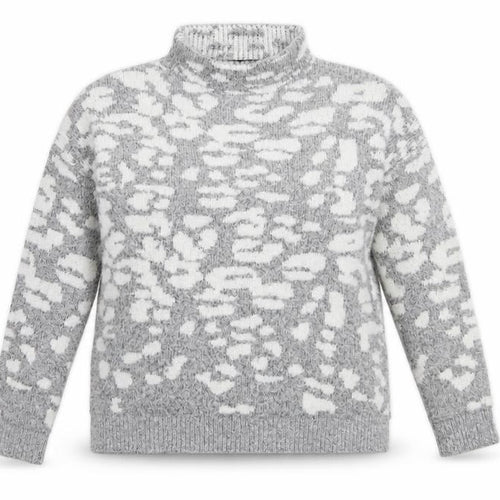 F&F Womens Grey Mock Neck Animal Print Acrylic Pullover Jumper Size 12