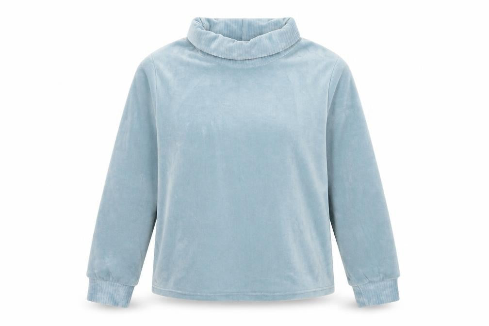 Front view of Primark women’s blue polyester top lounge set, size UK 6