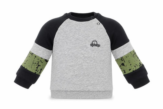 Front view of F&F Baby Grey Colourblock Cotton jumper, size 3-6, Months Snap