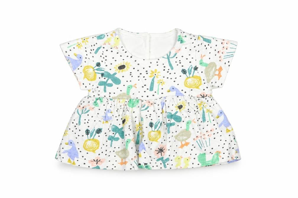 Marks and Spencer Baby White Geometric Cotton Basic T-Shirt Size 0-3 Months Crew Neck Button
