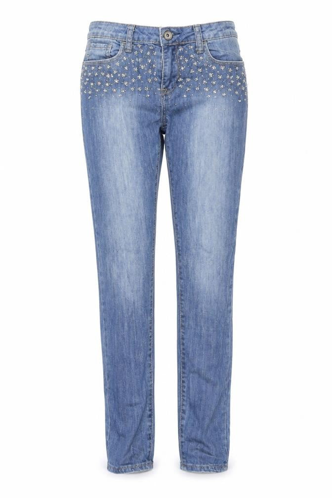Denim & Co. Womens Blue  Cotton Mom Jeans Size 10 L37 in Regular