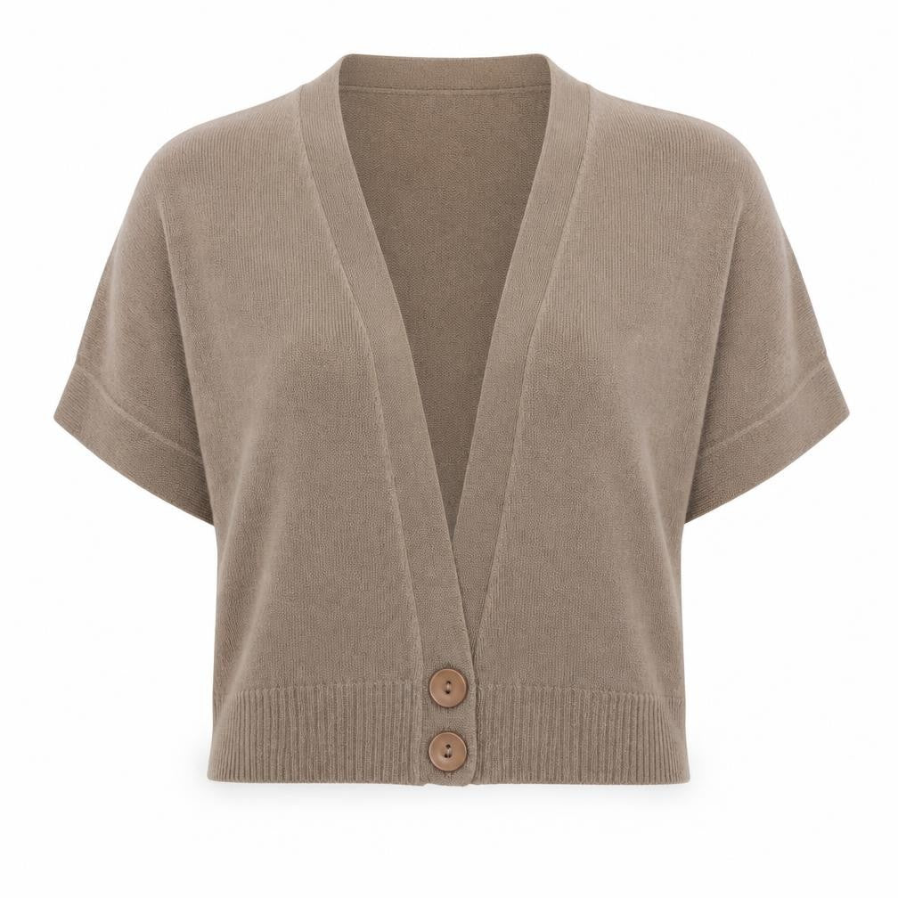 TU Womens Brown V-Neck  Acrylic Cardigan Jumper Size 12