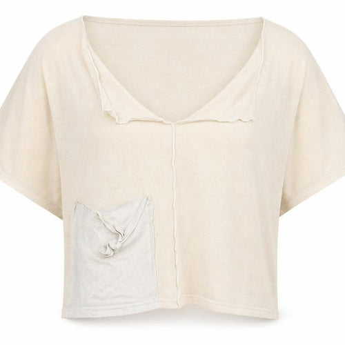 Onelife Womens Beige  Viscose Jersey T-Shirt Size S V-Neck