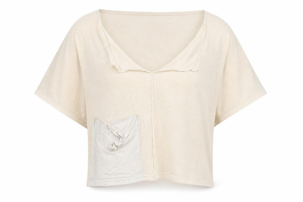 Onelife Womens Beige  Viscose Jersey T-Shirt Size S V-Neck