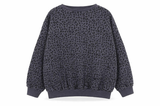 Front view of Next girls’ grey animal print 100% cotton pullover sweatshirt, size 11, years pullover