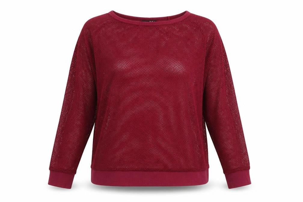 Front view of Atmosphere women’s purple round neck polyester jumper, size UK 14