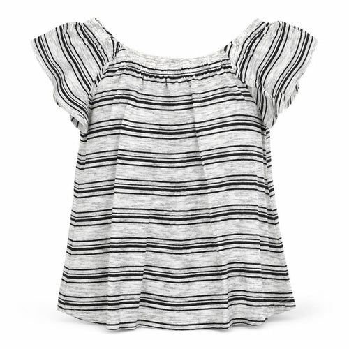 Papaya Womens Grey Striped Viscose Jersey Blouse Size 14 Off the Shoulder
