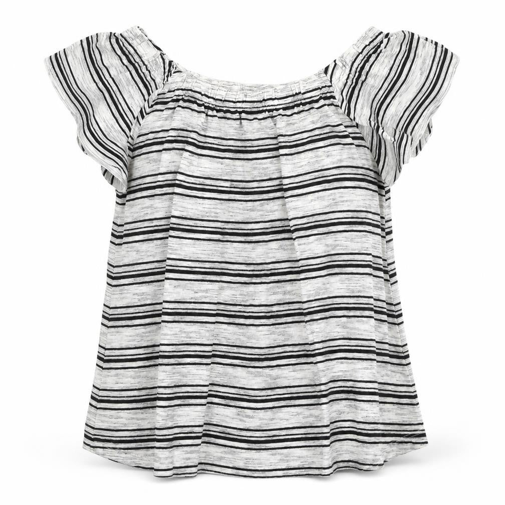 Papaya Womens Grey Striped Viscose Jersey Blouse Size 14 Off the Shoulder