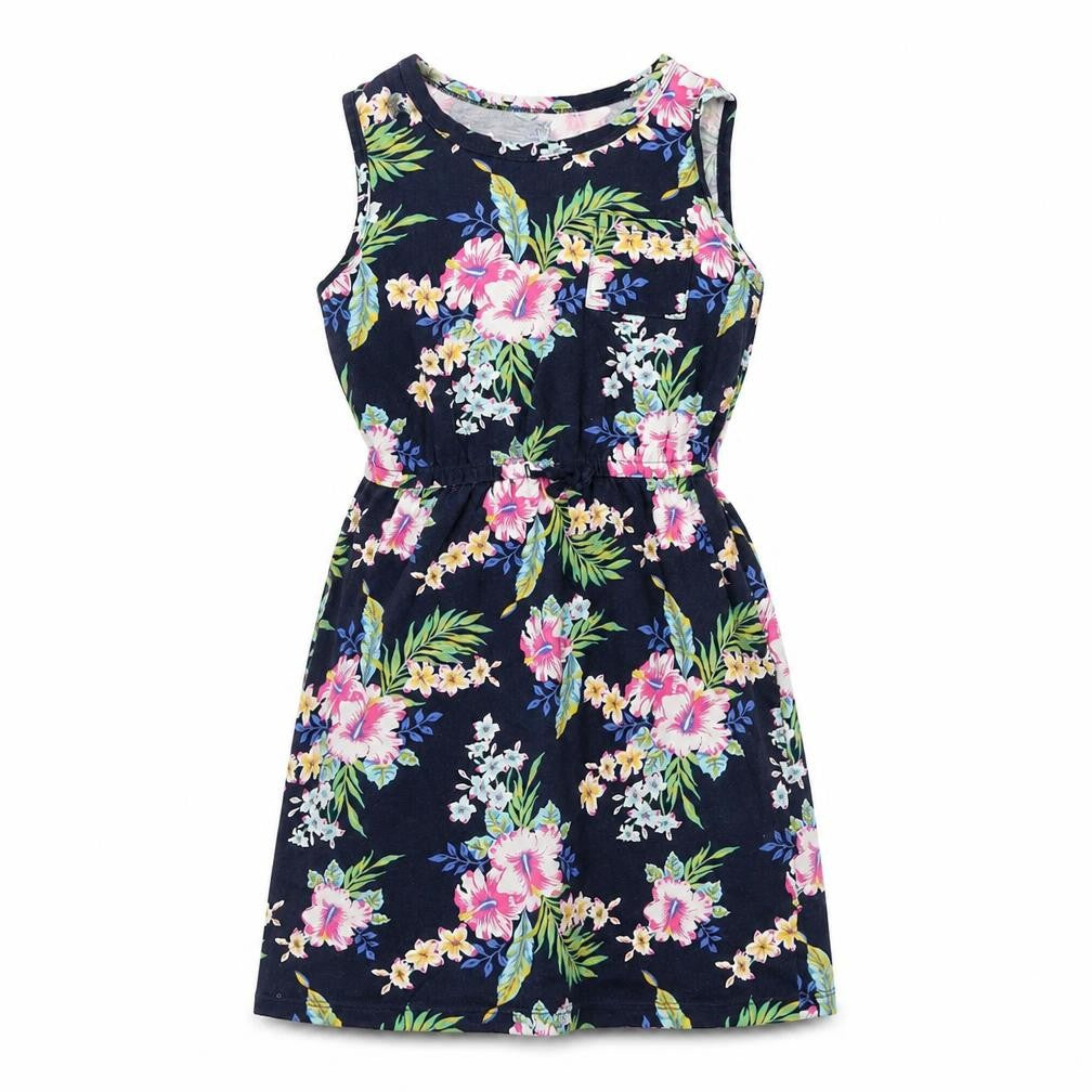 Gap Girls Blue Floral Cotton A-Line  Size L  Round Neck Pullover