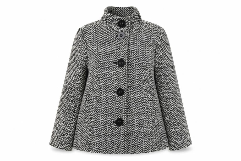Front view of Debenhams women’s white overcoat coat, size UK 16, button