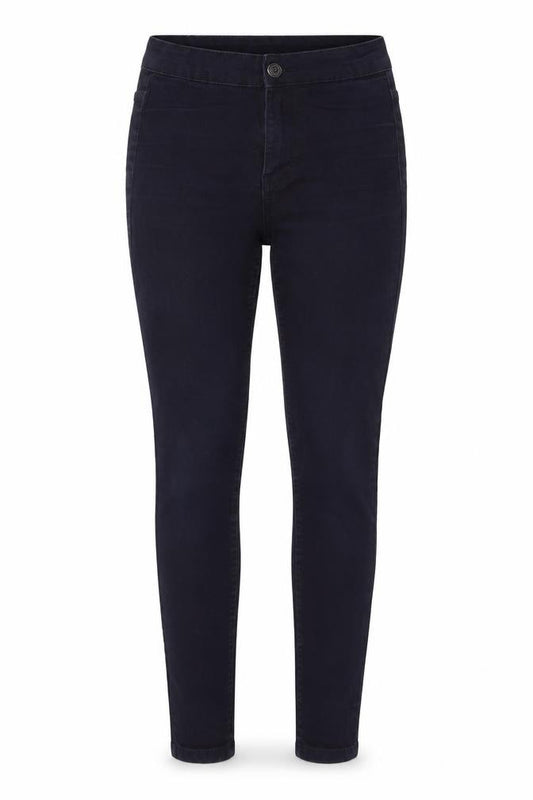 Front view of New Look women’s blue cotton skinny jeans, size UK 4, 23-inch leg regular zip