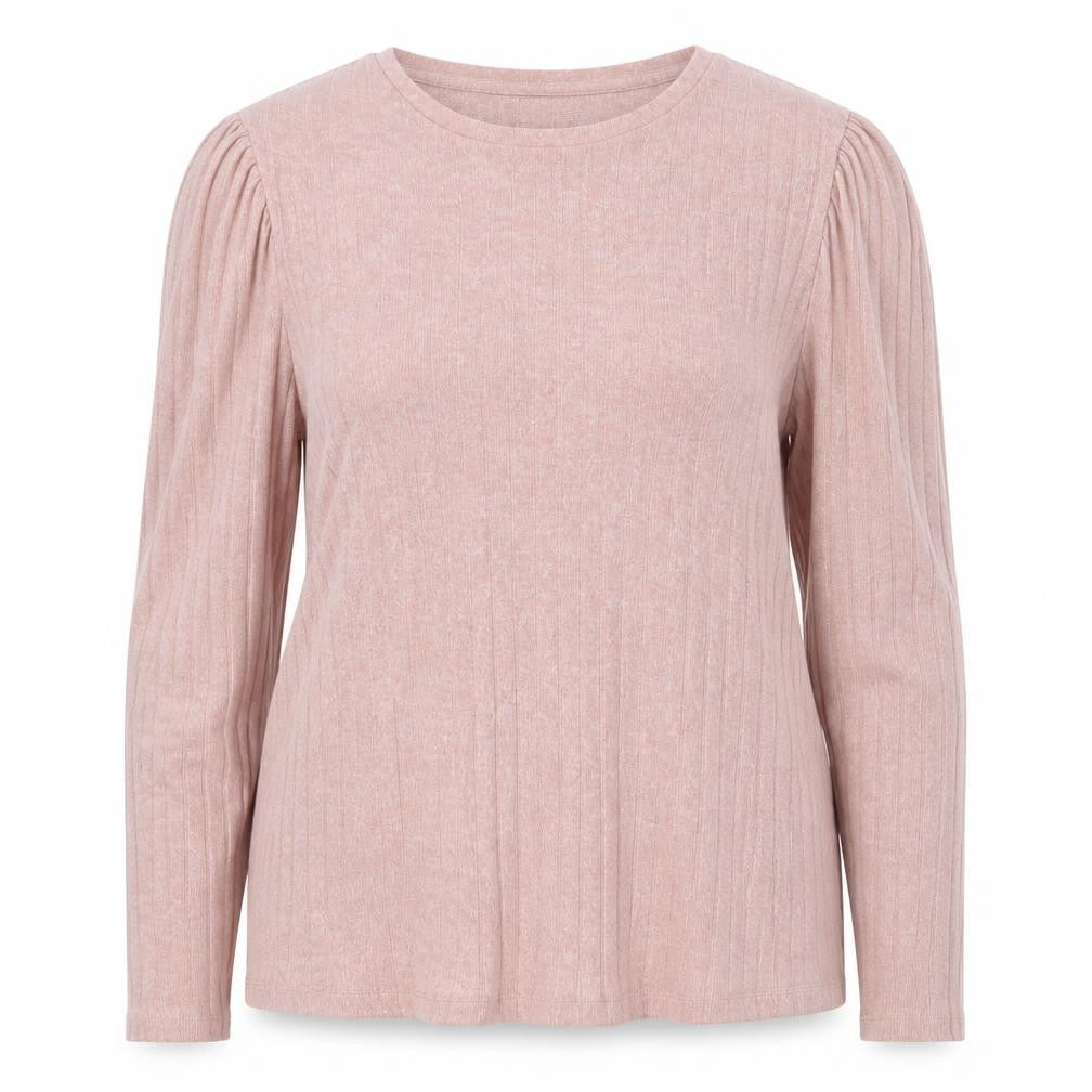 Front view of Papaya women’s pink round neck polyester jumper, size UK 16