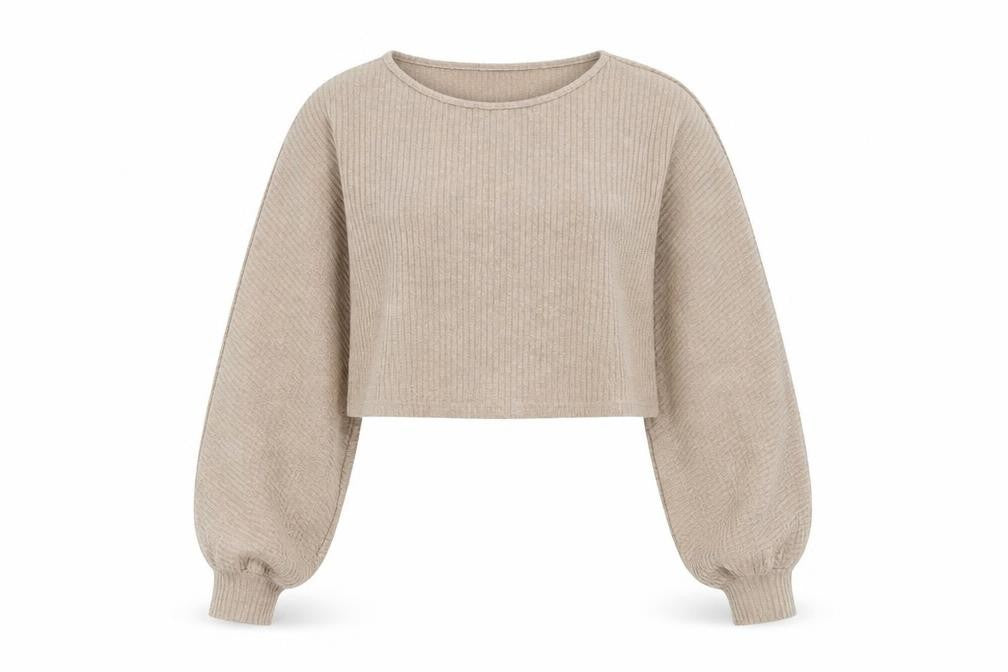 Front view of SHEIN women’s brown round neck polyester jumper, size XS