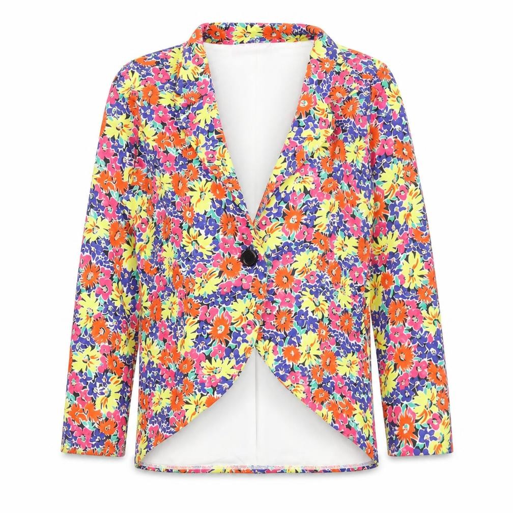Front view of Signature women’s multicoloured floral jacket, size UK 10, button