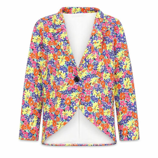 Front view of Signature women’s multicoloured floral jacket, size UK 10, button