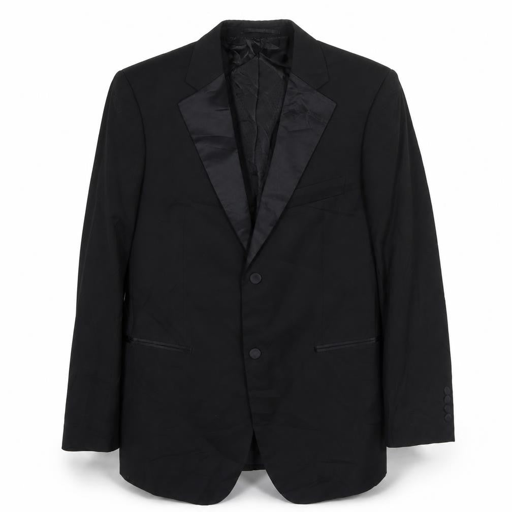 Front view of Taylor & Wright men’s black polyester jacket suit jacket, size 38