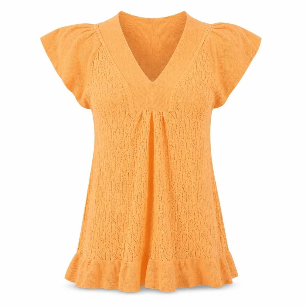 Front view of River Island women’s orange cotton jumper dress, size UK 10, v-neck pullover