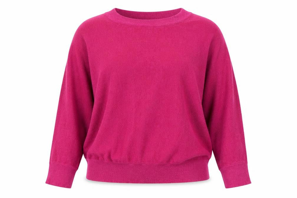 Front view of Eksept women’s pink boat neck viscose jumper, size 2XL