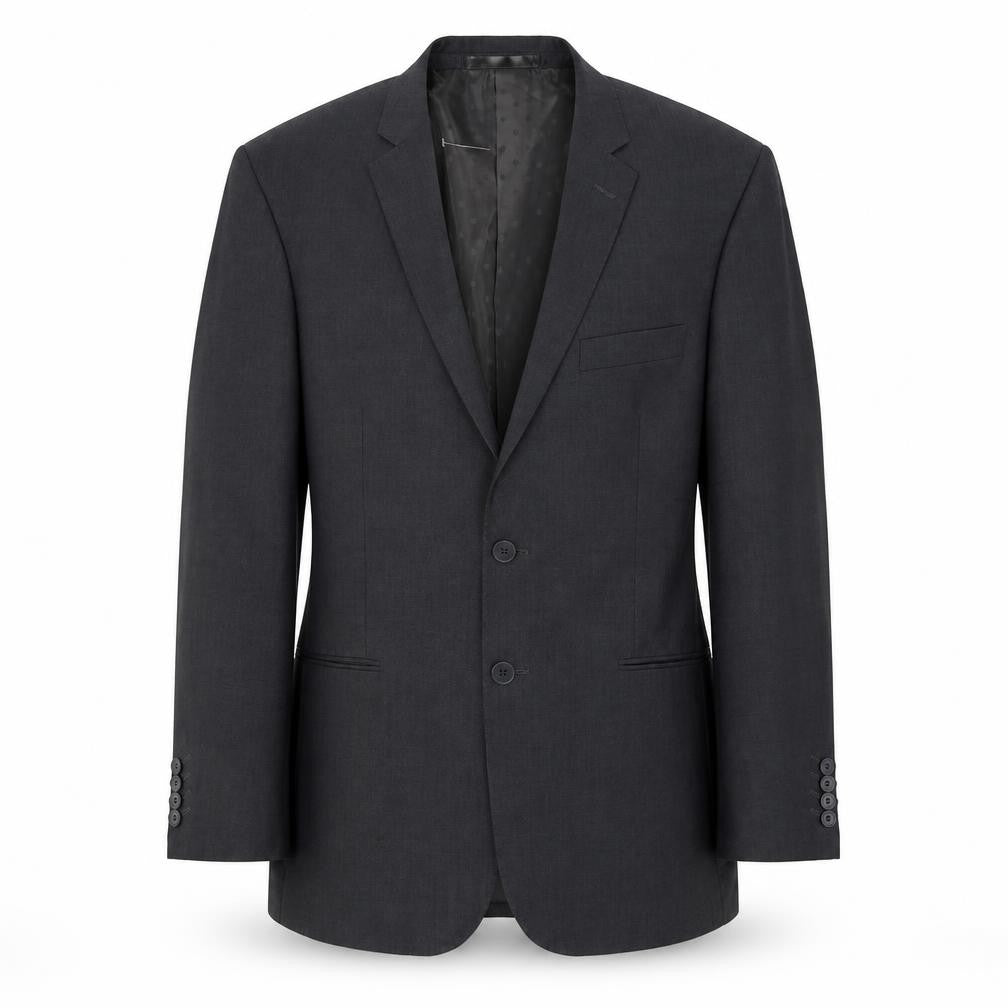 Front view of F&F men’s grey polyester jacket suit jacket, size 38
