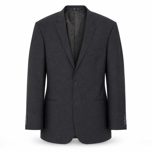 Front view of F&F men’s grey polyester jacket suit jacket, size 38
