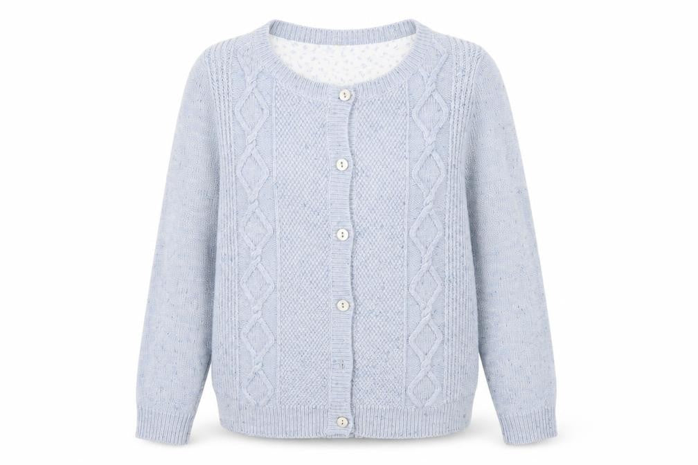 ble Womens Blue Crew Neck  Acrylic Cardigan Jumper Size S