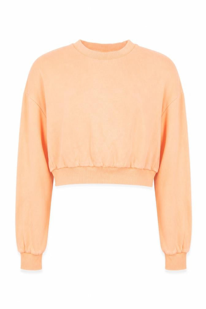 Front view of ASOS women’s pink cotton pullover sweatshirt, size UK 10, pullover - cropped