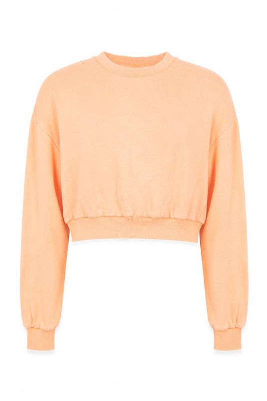 Front view of ASOS women’s pink cotton pullover sweatshirt, size UK 10, pullover - cropped