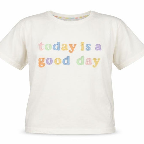 Primark Girls Ivory  Cotton Jersey T-Shirt Size 8-9 Years Crew Neck Pullover