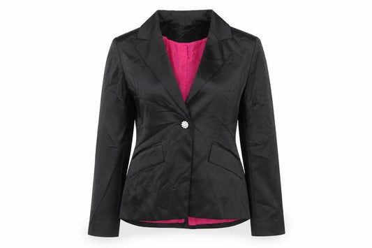 Front view of Select women’s black polyester jacket blazer, size UK 12