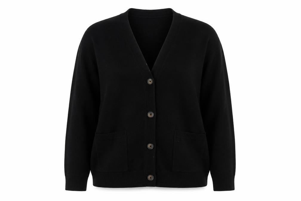 Matalan Womens Black V-Neck  Acrylic Cardigan Jumper Size L