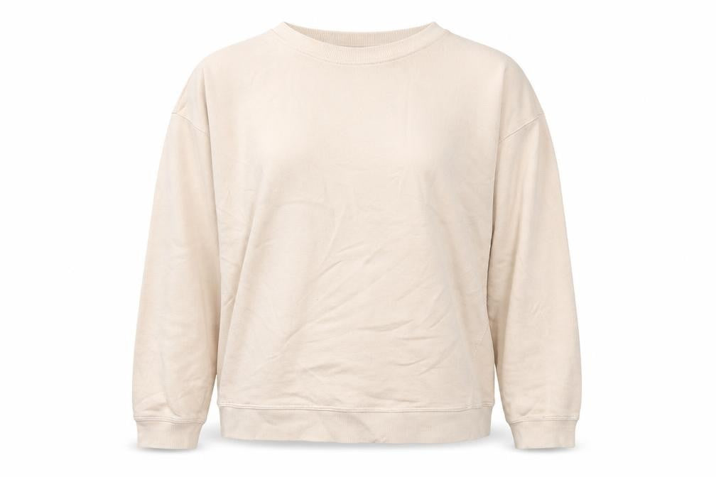 Front view of New Look women’s pink cotton pullover sweatshirt, size S
