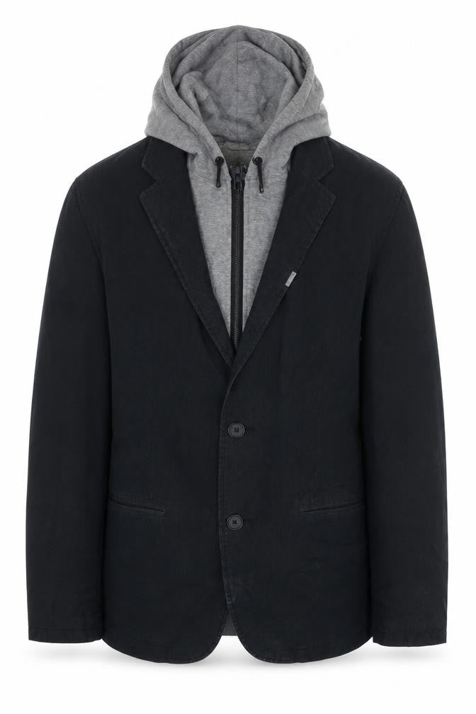 Front view of Next men’s blue striped jacket, size L