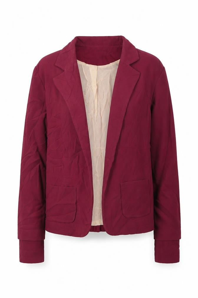 Front view of Atmosphere women’s purple jacket blazer, size UK 14