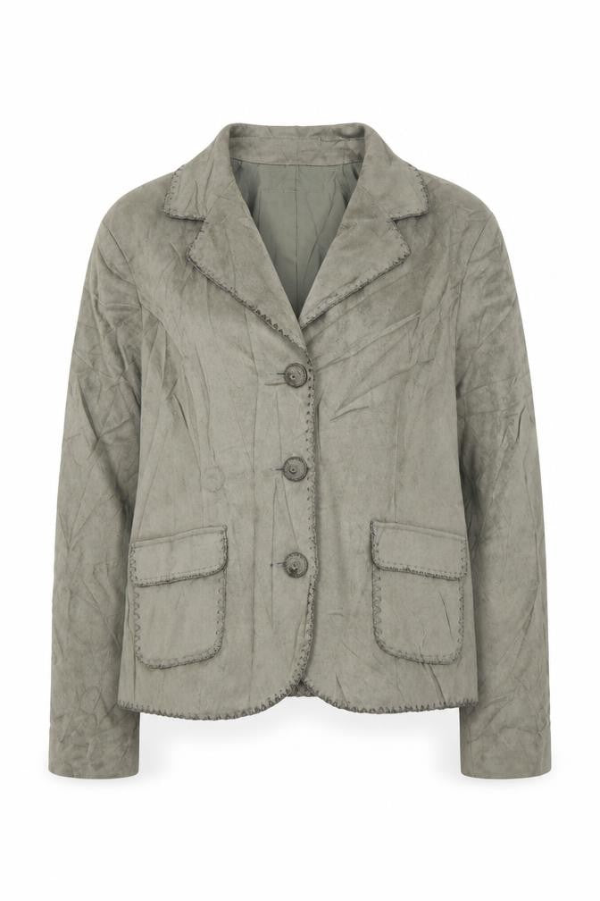 Front view of M&Co women’s green jacket blazer, size UK 14