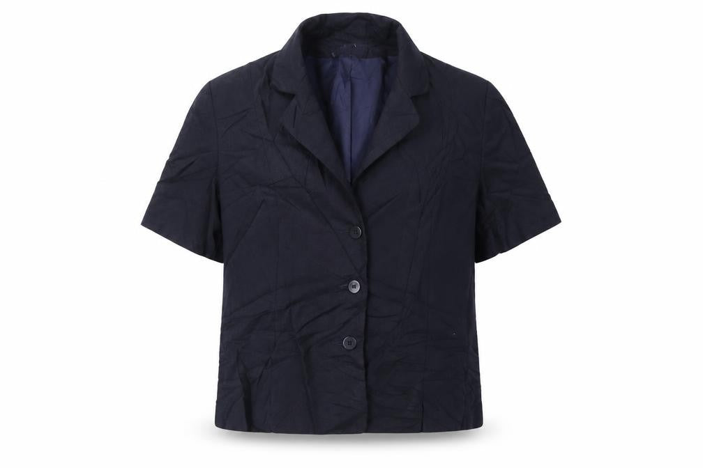 Front view of Bianco women’s blue jacket blazer, size UK 18