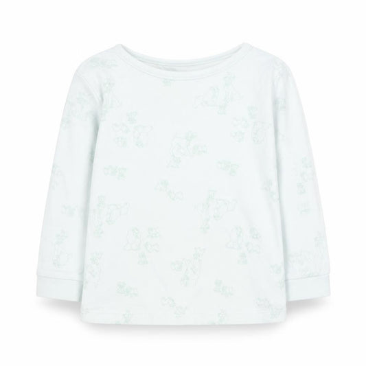 Front view of George Baby Blue Geometric Cotton Basic T-Shirt, size 12-18, Months Round Neck - Disney
