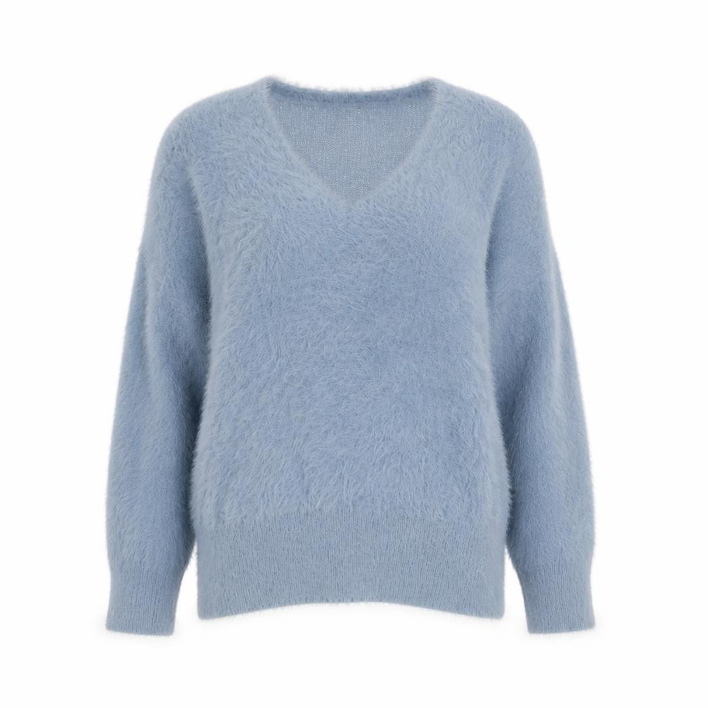 Front view of Gallery women’s blue round neck polyamide jumper, size L
