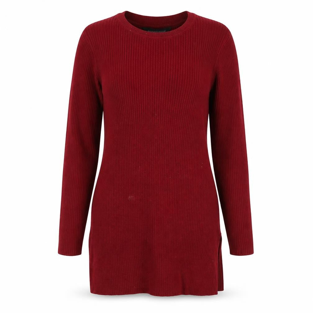 Front view of Dorothy Perkins women’s red round neck cotton jumper, size UK 12