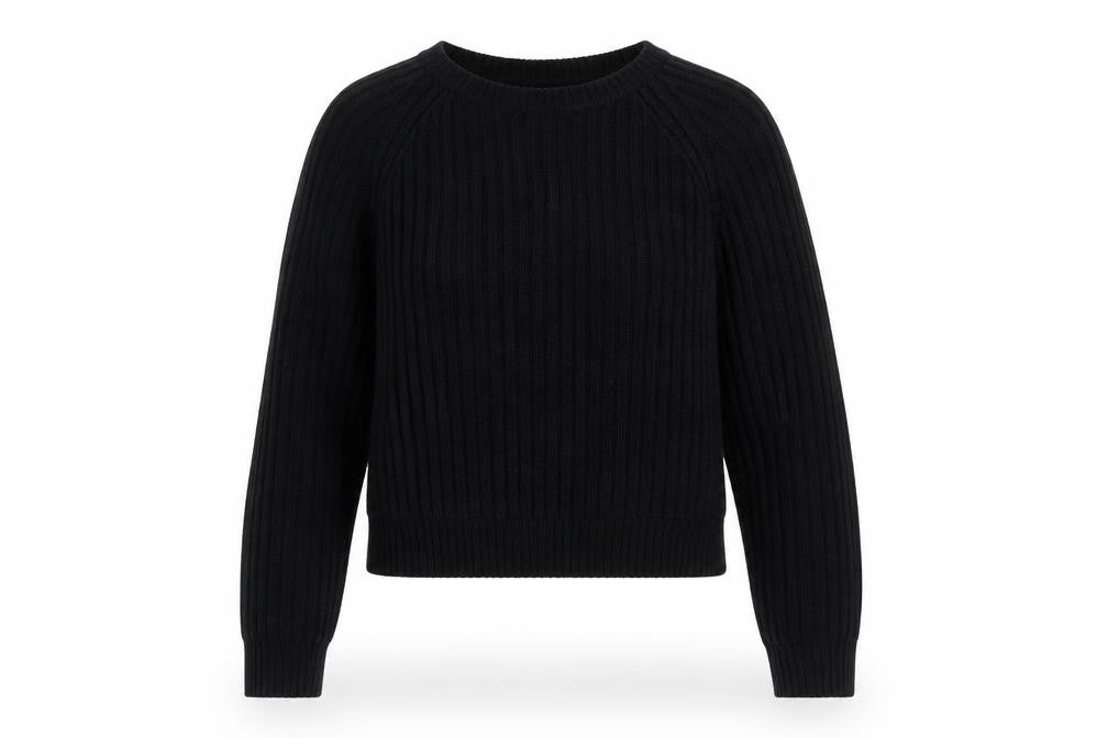 Front view of Select women’s black scoop neck acrylic jumper, size UK 10