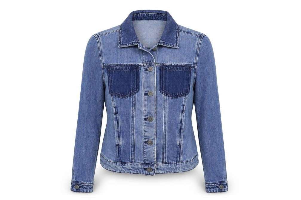 Front view of Tui women’s blue jacket, size UK 8, button