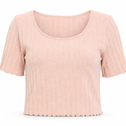 Topshop Womens Pink  Polyester Cropped T-Shirt Size 8 Round Neck