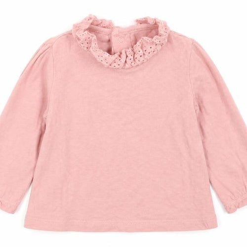 F&F Girls Pink  Cotton Basic T-Shirt Size 0-3 Months Collared Snap