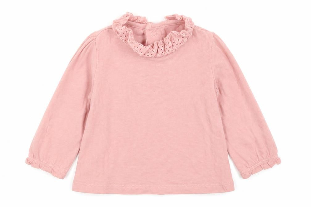 F&F Girls Pink  Cotton Basic T-Shirt Size 0-3 Months Collared Snap