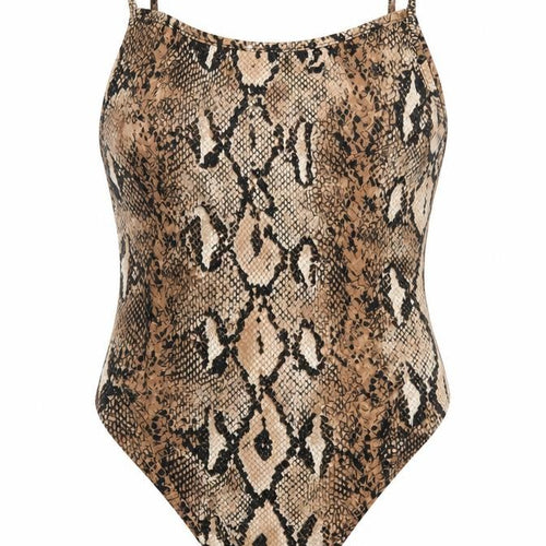 Brave Soul Womens Brown Animal Print Polyester Bodysuit One-Piece Size M