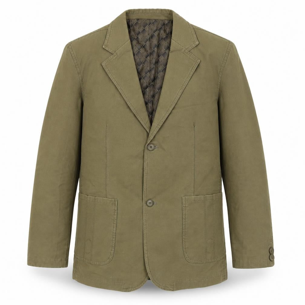 Front view of Oulaijie men’s green polyester jacket suit jacket, size 40