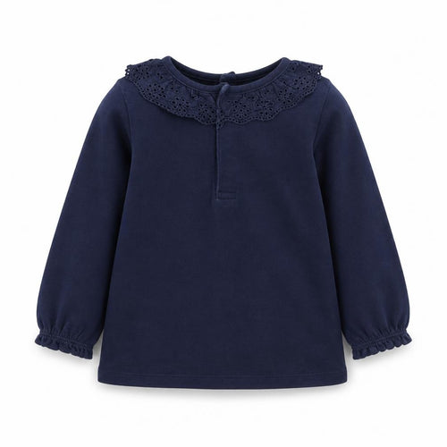 F&F Girls Blue  Cotton Basic Casual Size 9-12 Months Round Neck