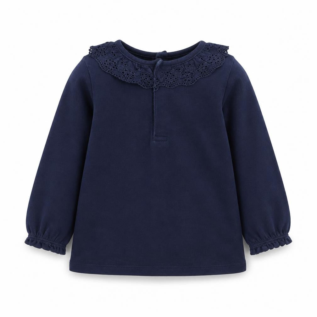 F&F Girls Blue  Cotton Basic Casual Size 9-12 Months Round Neck
