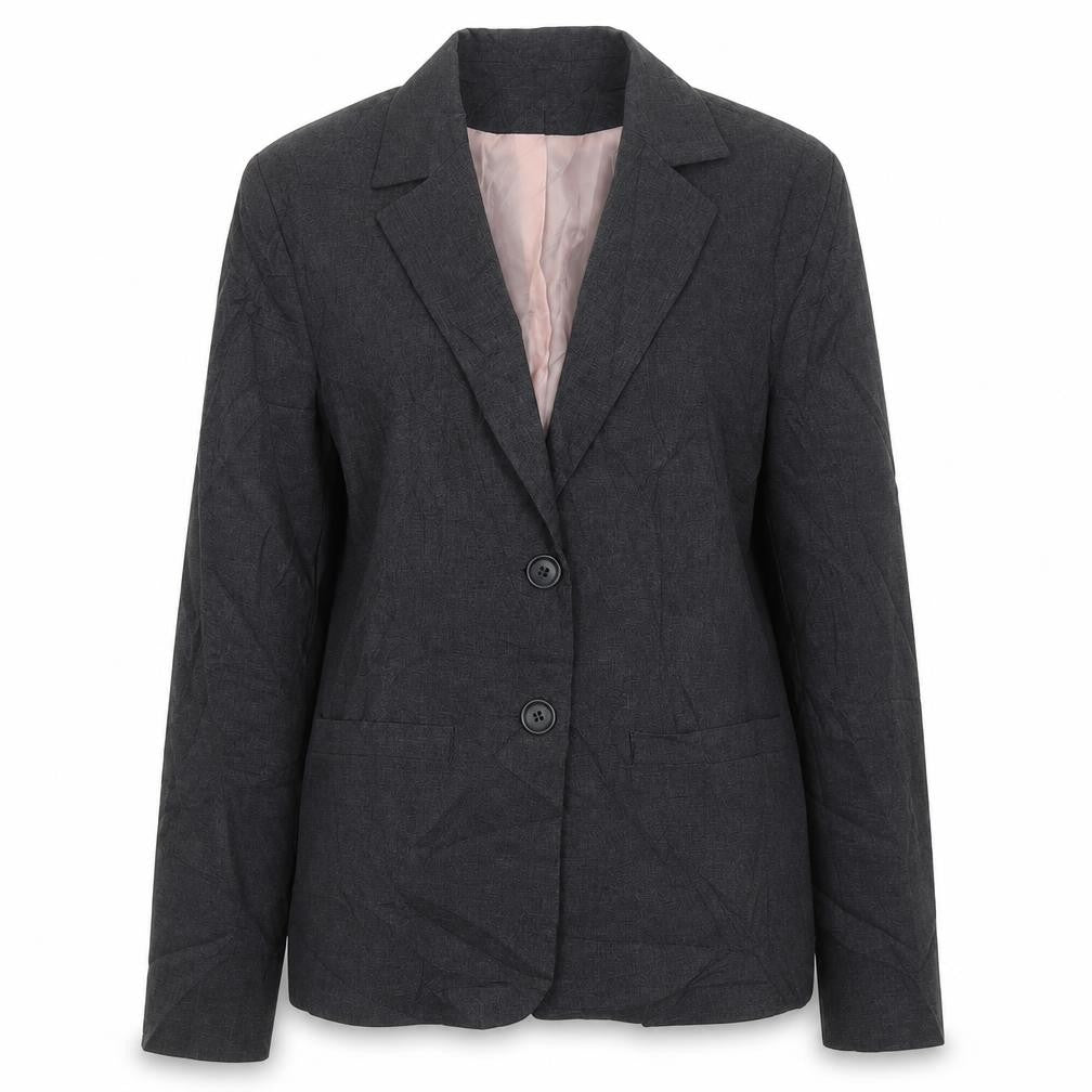 Front view of New Look women’s grey polyester jacket suit jacket, size UK 10