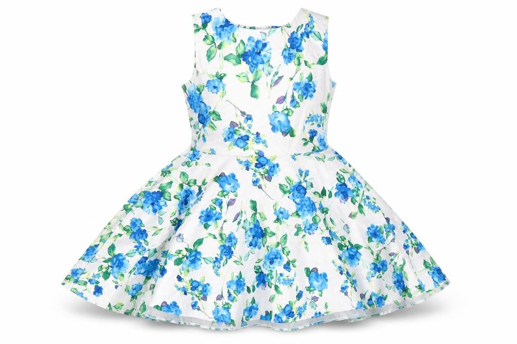 Kate Kasin Womens Ivory Floral Polyester Fit & Flare  Size S  Round Neck Zip